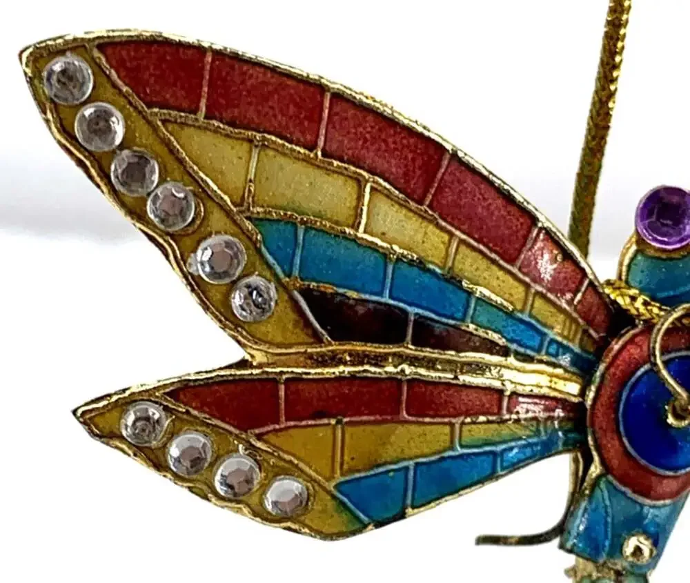 Dragonfly Christmas Ornament  Metal Enamel Multicolor 2.5
